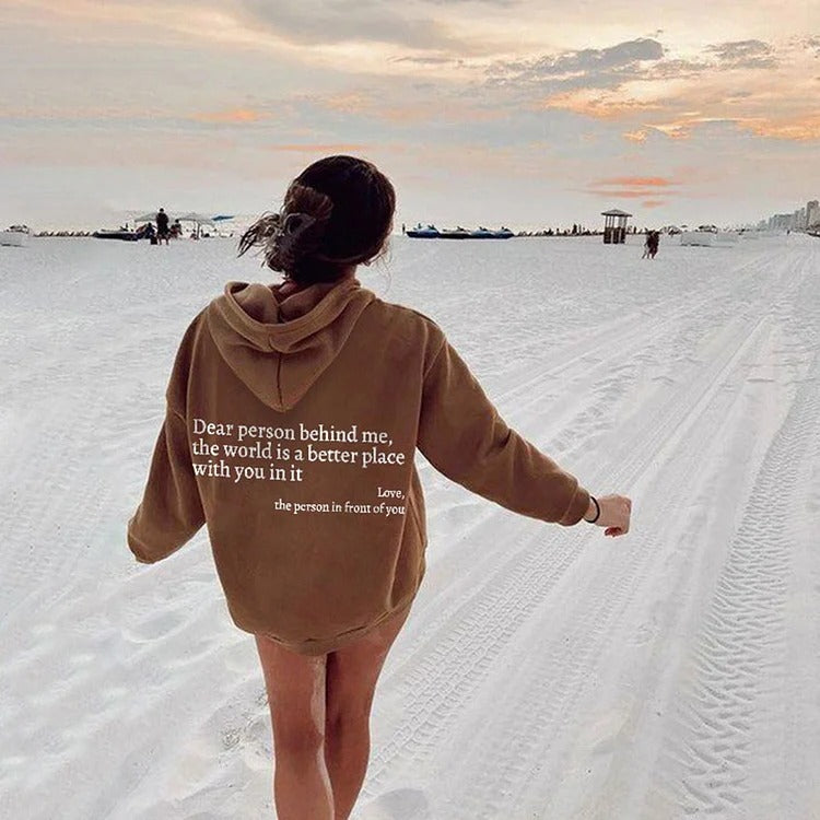 Women’s Plush Letter Printed Hoodie – Cozy, Trendy & Meaningful