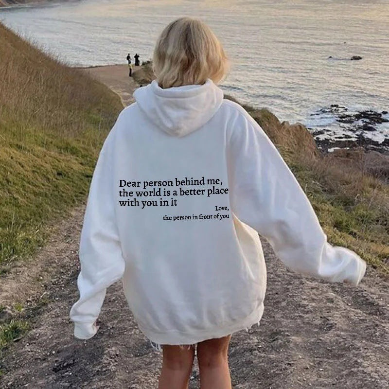 Women’s Plush Letter Printed Hoodie – Cozy, Trendy & Meaningful
