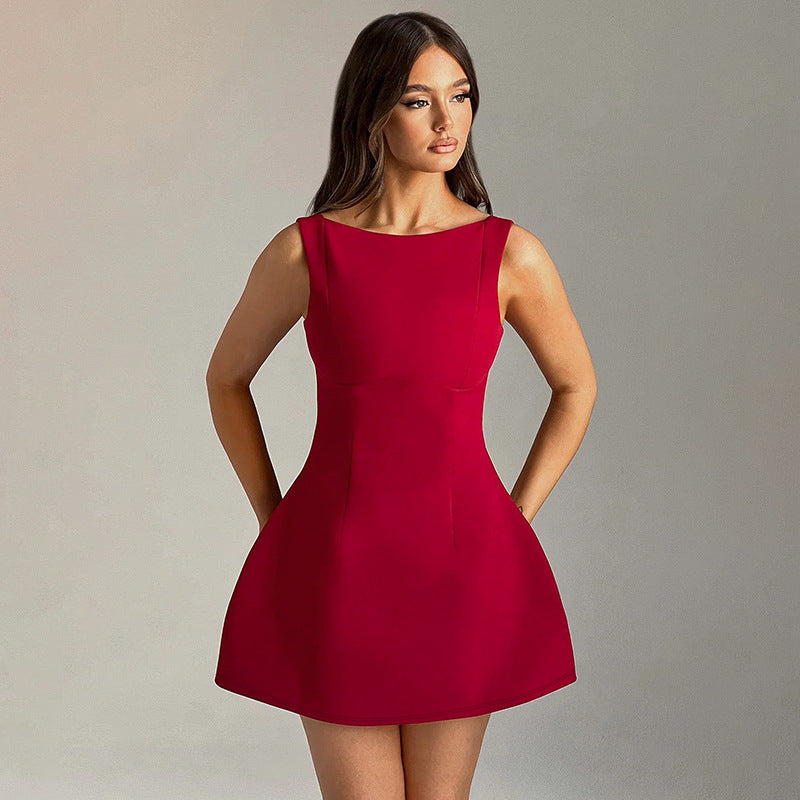 Backless Sleeveless Mini Dress – Sexy, Slim, and Summer-Ready